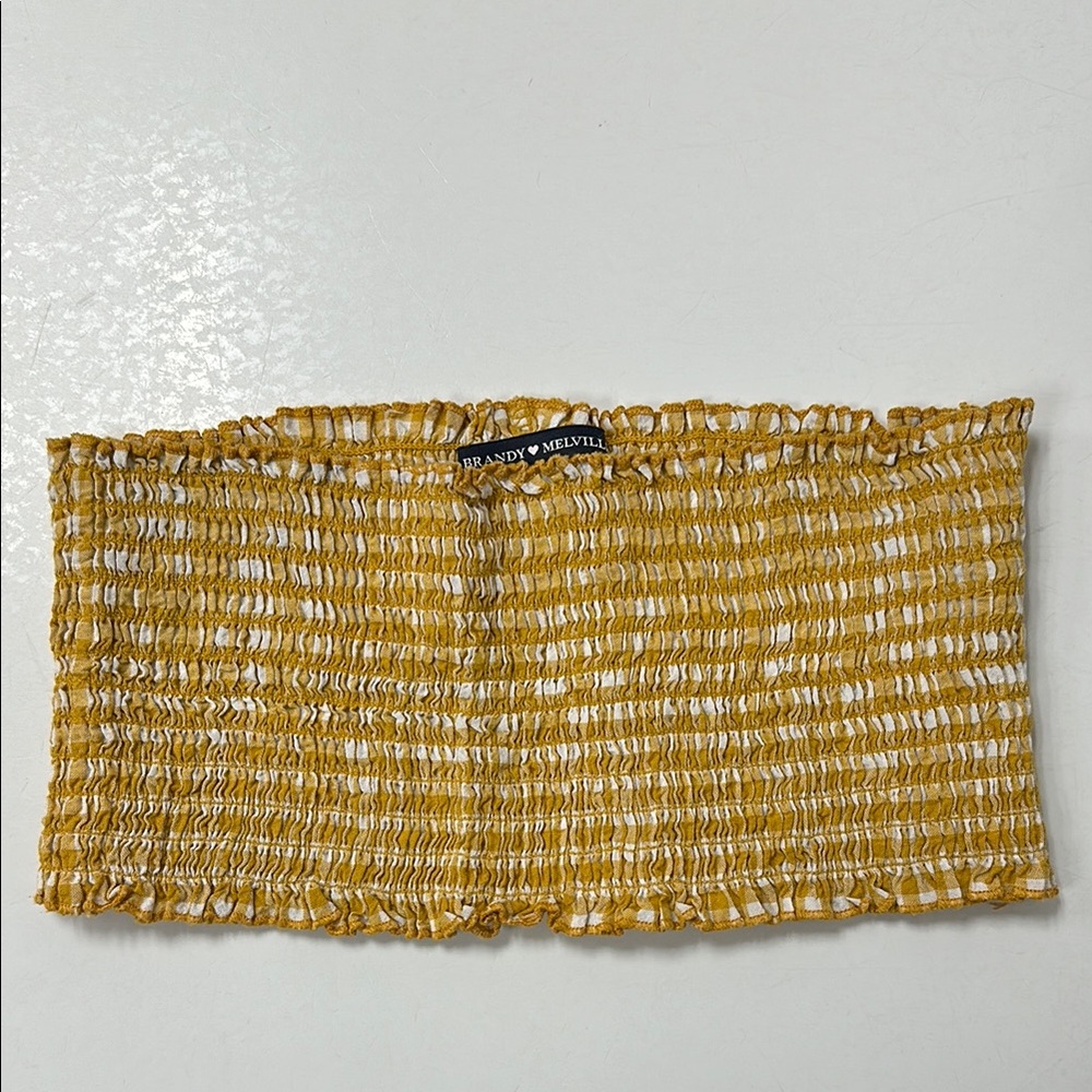 Brandy Melville Yellow and White Crop Top